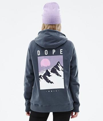 Dope Common W Peak Hoodie Damen Blau | CH1238LH