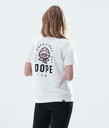 Dope Regular Rose T-shirts Damen Weiß | CH1299WY