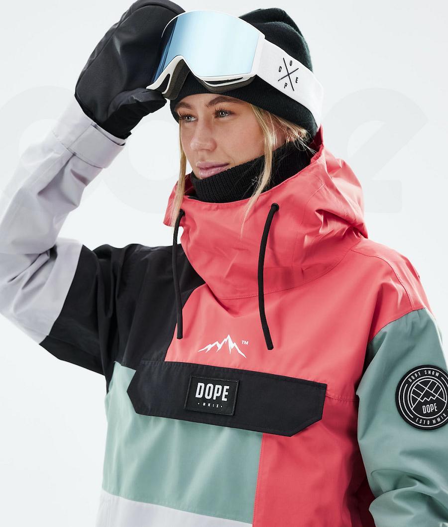 Dope Blizzard LE W Limited Edition Patchwork Skijacken Damen Rot Grün | CH1459YU