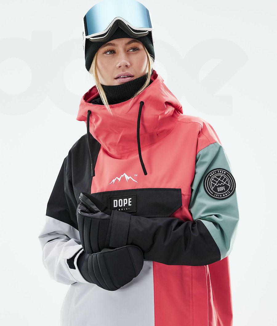 Dope Blizzard LE W Limited Edition Patchwork Skijacken Damen Rot Grün | CH1459YU