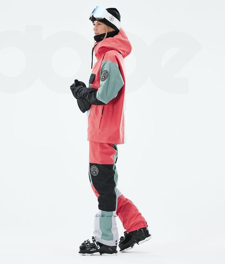 Dope Blizzard LE W Limited Edition Patchwork Skijacken Damen Rot Grün | CH1459YU