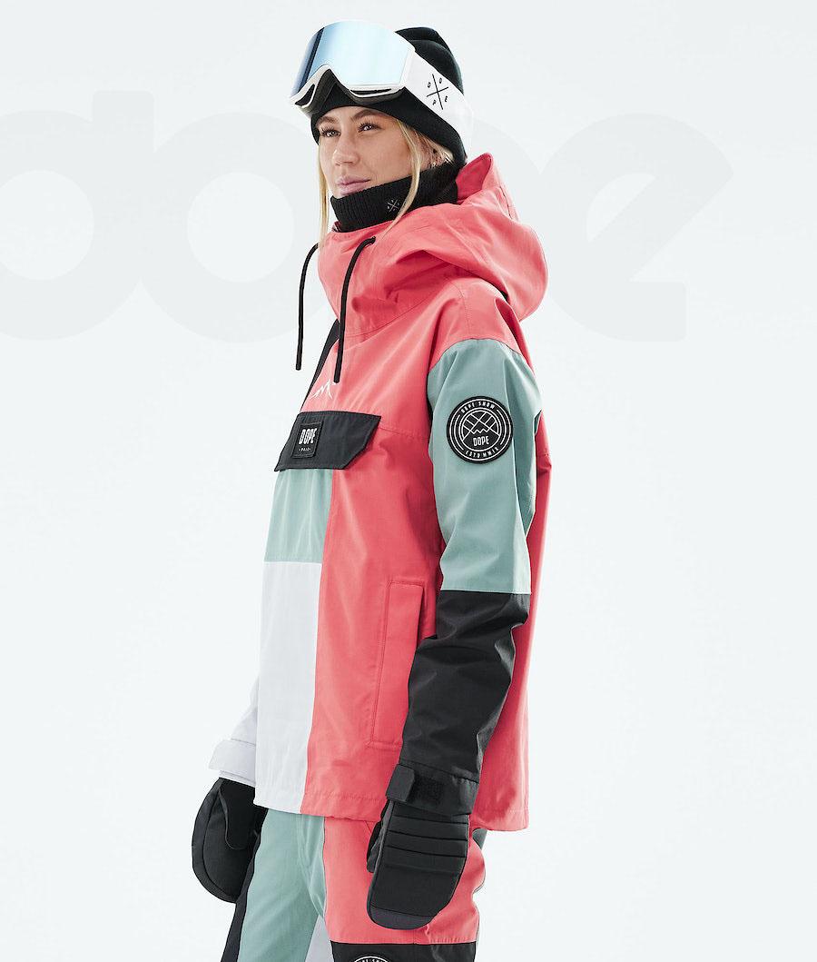 Dope Blizzard LE W Limited Edition Patchwork Skijacken Damen Rot Grün | CH1459YU