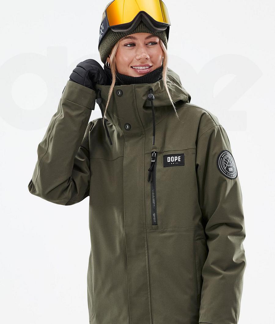 Dope Blizzard W Full Zip Skijacken Damen Olivgrün Grün | CH1436OR