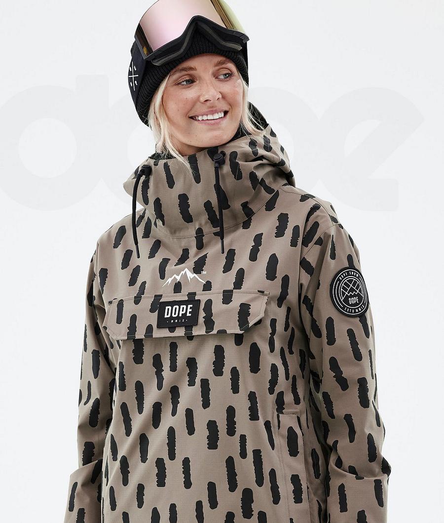 Dope Blizzard W Stripes Skijacken Damen Braun | CH1425BC