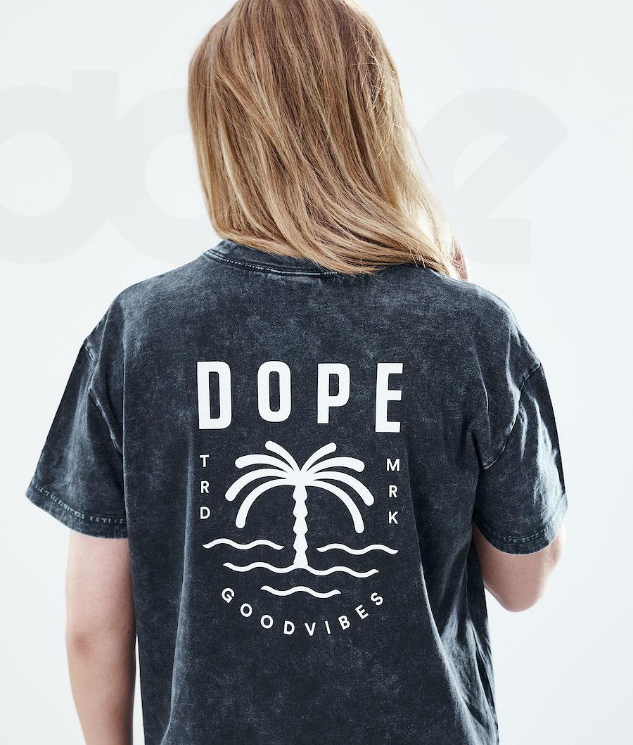 Dope Regular Palm Bleached T-shirts Damen Schwarz | CH1304UT