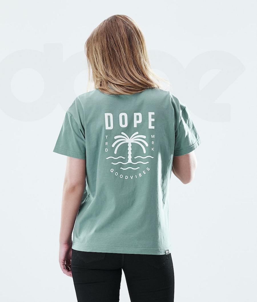 Dope Regular Palm T-shirts Damen Grün | CH1307PQ