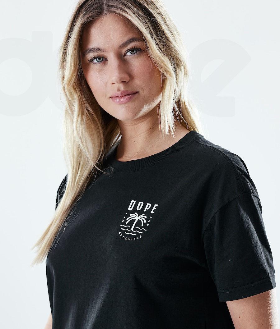 Dope Regular Palm T-shirts Damen Schwarz | CH1305IS