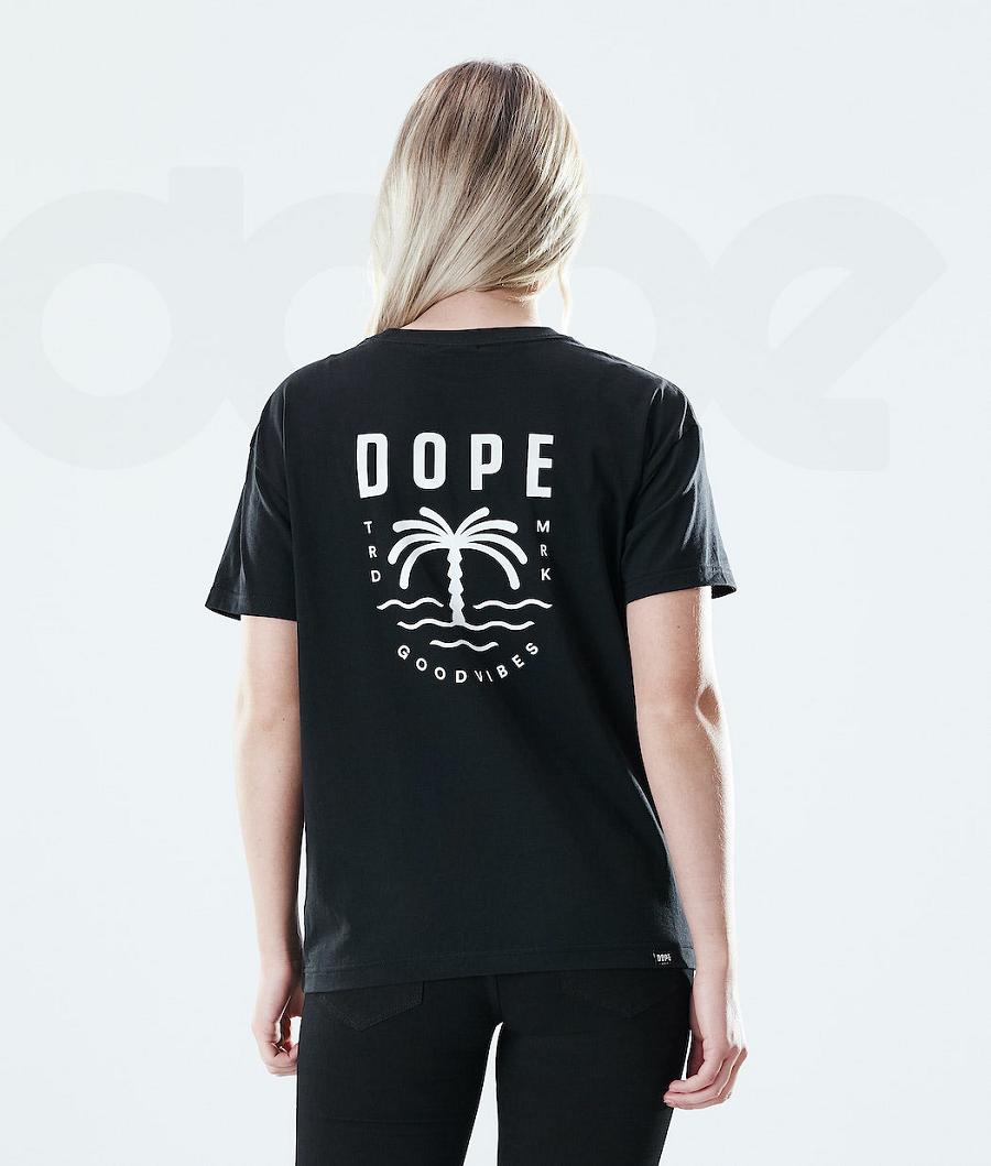 Dope Regular Palm T-shirts Damen Schwarz | CH1305IS