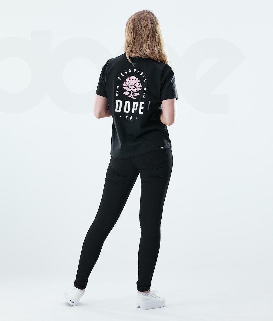 Dope Regular Rose T-shirts Damen Schwarz | CH1300EX