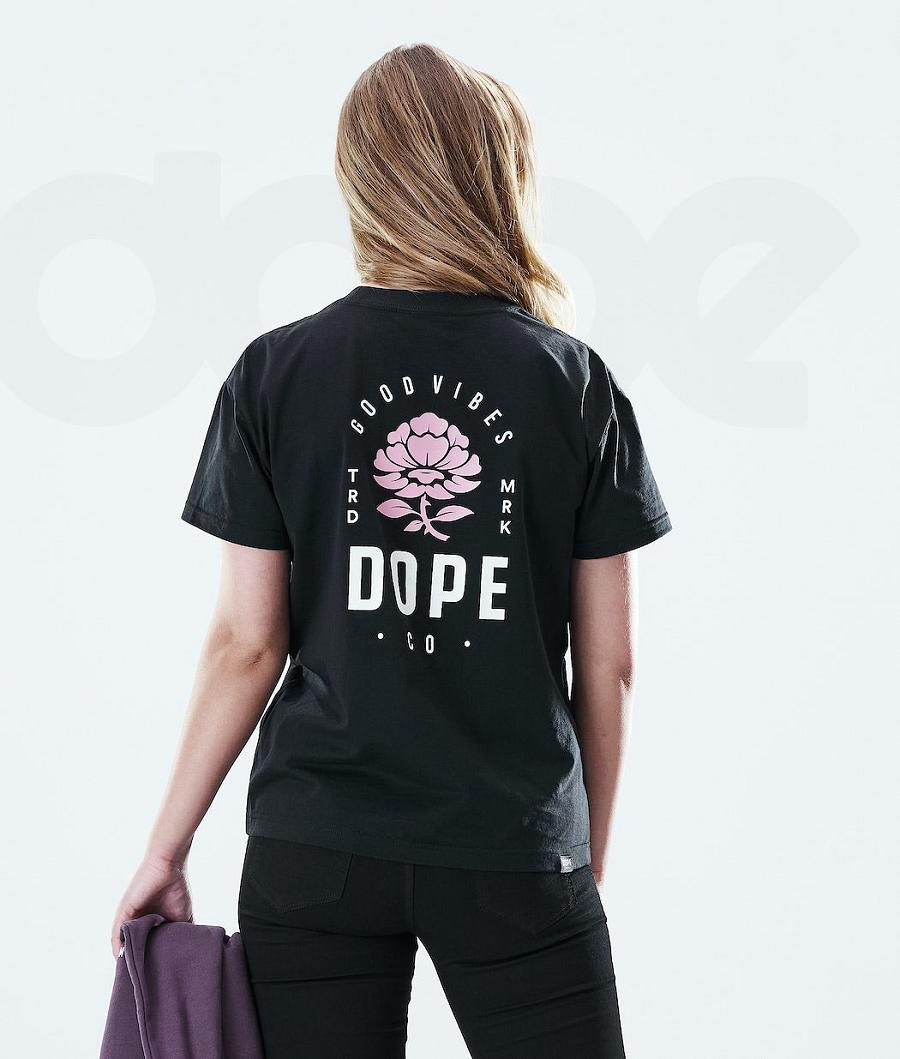 Dope Regular Rose T-shirts Damen Schwarz | CH1300EX