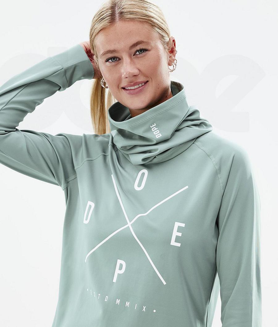 Dope Snuggle W 2X-Up Faded Funktionsshirt Damen Grün | CH1172TV